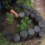 Instalación de espiral aromática en jardín.