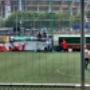 Andamios para grabar un partido
