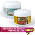 1 CREMA SERUM CONCENTRADA de 250g y 1 CREMA REAFIRMANTE FACIAL de 250g