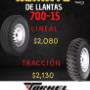 REMATE LLANTA 700-15 TORNEL LINEAL Y TRACCION