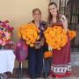 Aprylle the Founder of ArtMexico, with Carmelita our paper flower maker. One of the Mexican Artisans that creates the ArtMexico collection.