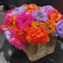 Handmade Mexican paper flowers decorating a Mexican themed fiesta.